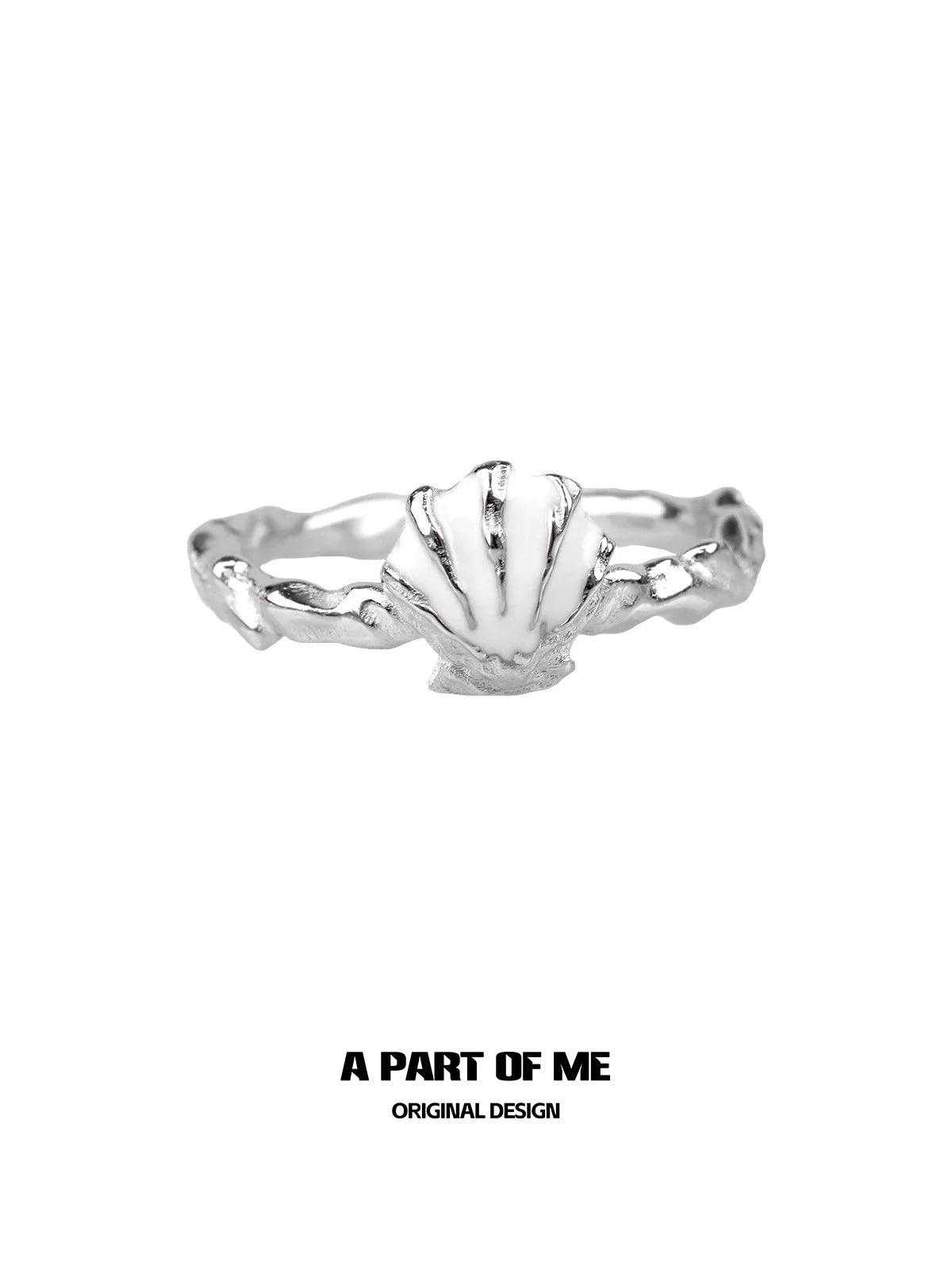 Silver punk shell ring from A PART OF ME featuring a unique shell design for fashion-forward jewelry lovers