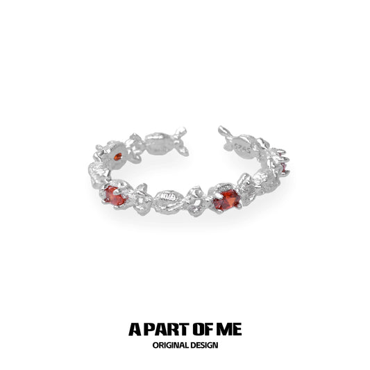 Elegant silver ring with red candy ring stones, perfect for stylish accessories.