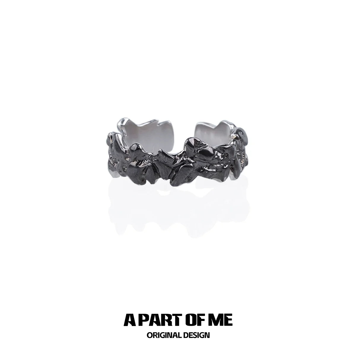A PART OF ME rock band ring for men designed with a unique skull pattern in dark finish