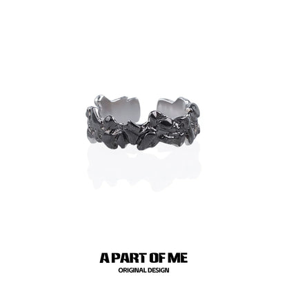 A PART OF ME rock band ring for men designed with a unique skull pattern in dark finish