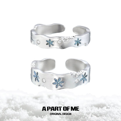 Silver snowflake love ring with blue accents and sparkling details from A PART OF ME