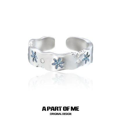 A PART OF ME Silver Snowflake Love Ring featuring delicate snowflake designs and sparkling accents