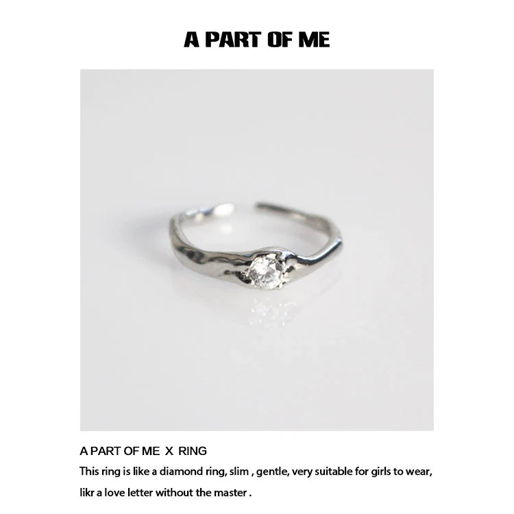 A Part of Me starry dream romantic ring in silver featuring a slim design and a sparkling diamond