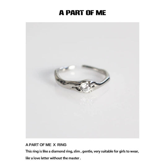 A Part of Me starry dream romantic ring in silver featuring a slim design and a sparkling diamond