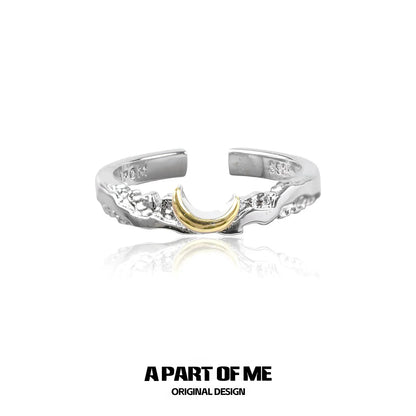 Stylish sun and moon couple rings featuring a unique design with gold and silver accents