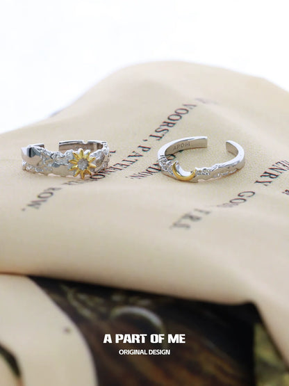 A Pair of Sun and Moon Couple Rings with Elegant Design by A PART OF ME