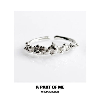 A PART OF ME surf texture couple rings in silver with a unique and stylish design