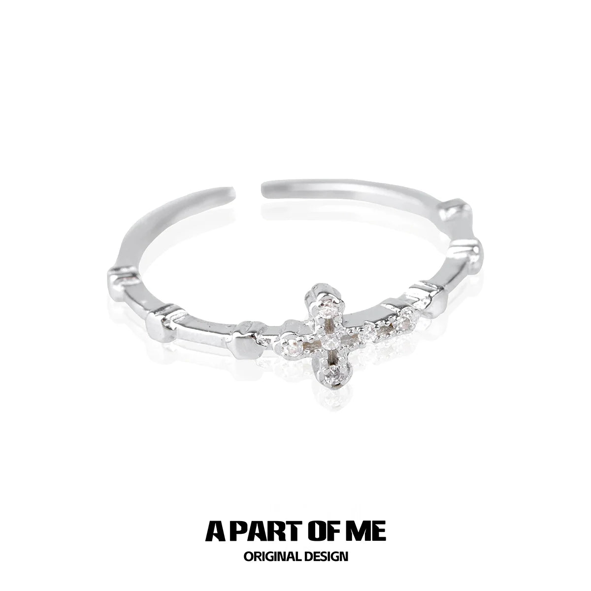Textured cross silver ring featuring a delicate design with sparkling accents for a unique look