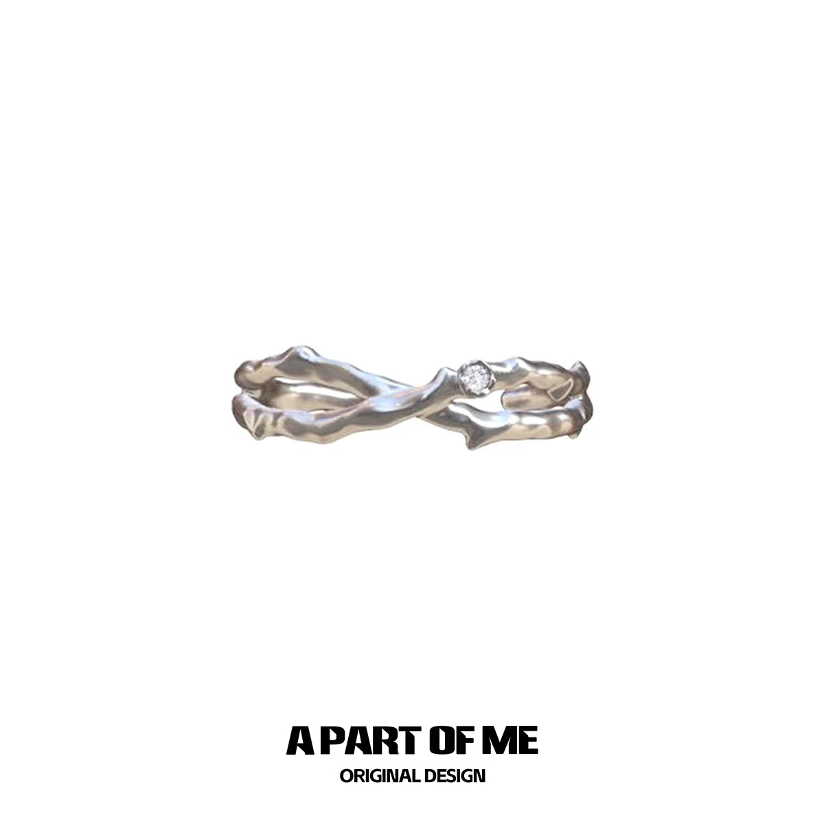 Thorned rose silver ring featuring an elegant twisted design and a sparkling stone