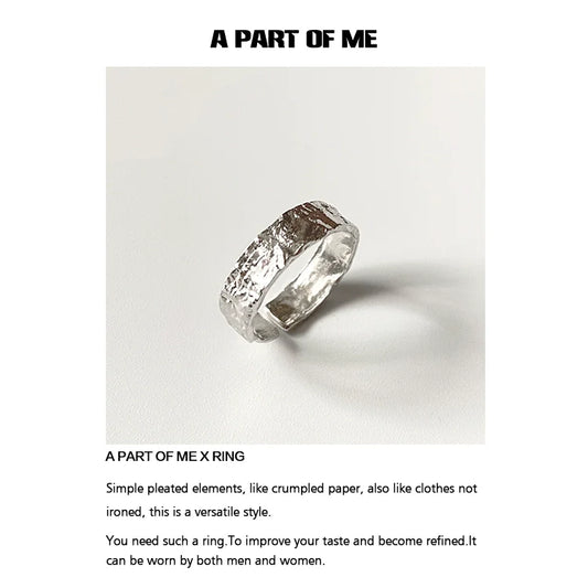 A PART OF ME tinfoil crinkle punk ring with a unique textured design for versatile styling
