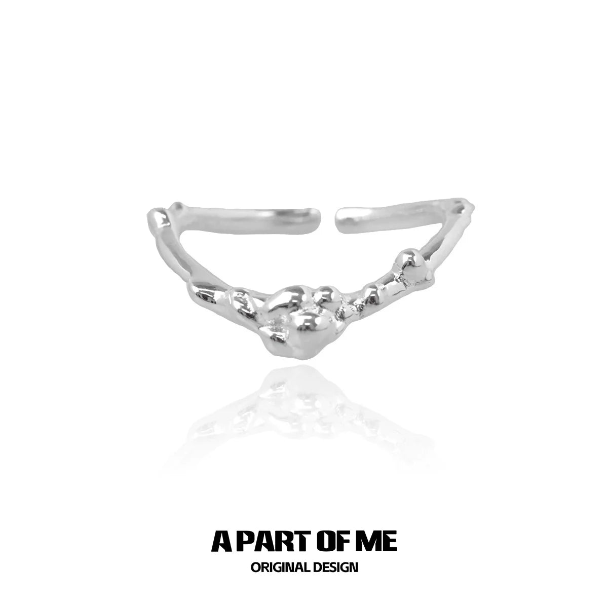 Unique silver textured ring by A PART OF ME featuring an artistic design for a stylish accessory