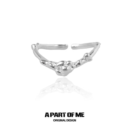 Unique silver textured ring designed by A PART OF ME with an artistic, modern flair