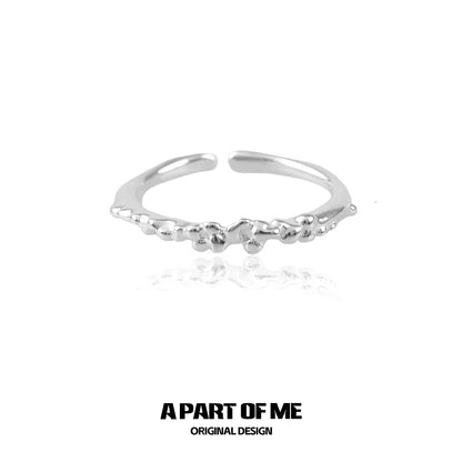 A Part of Me unique silver textured ring featuring a delicate organic design
