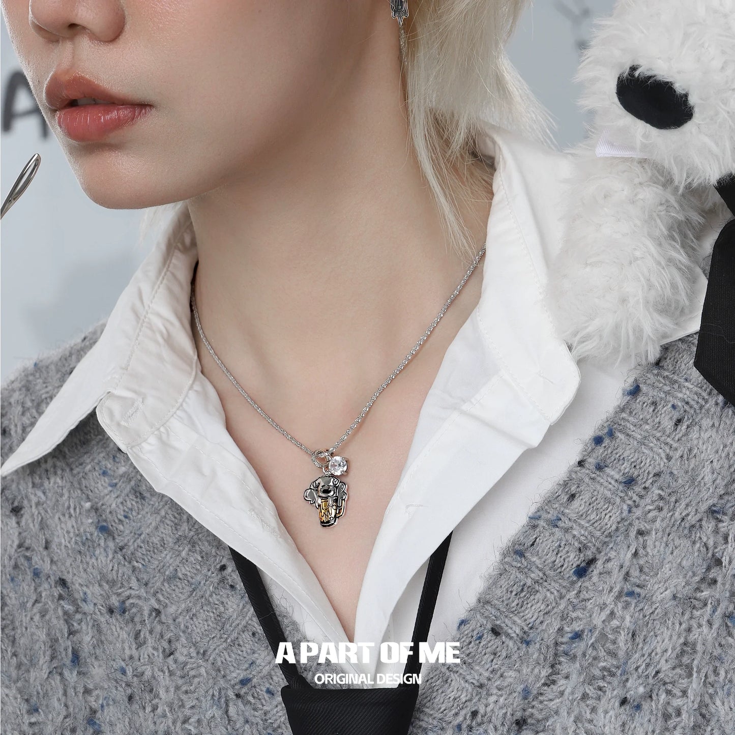 Stylish working puppy necklace featuring a cute puppy charm and intricate design by A PART OF ME