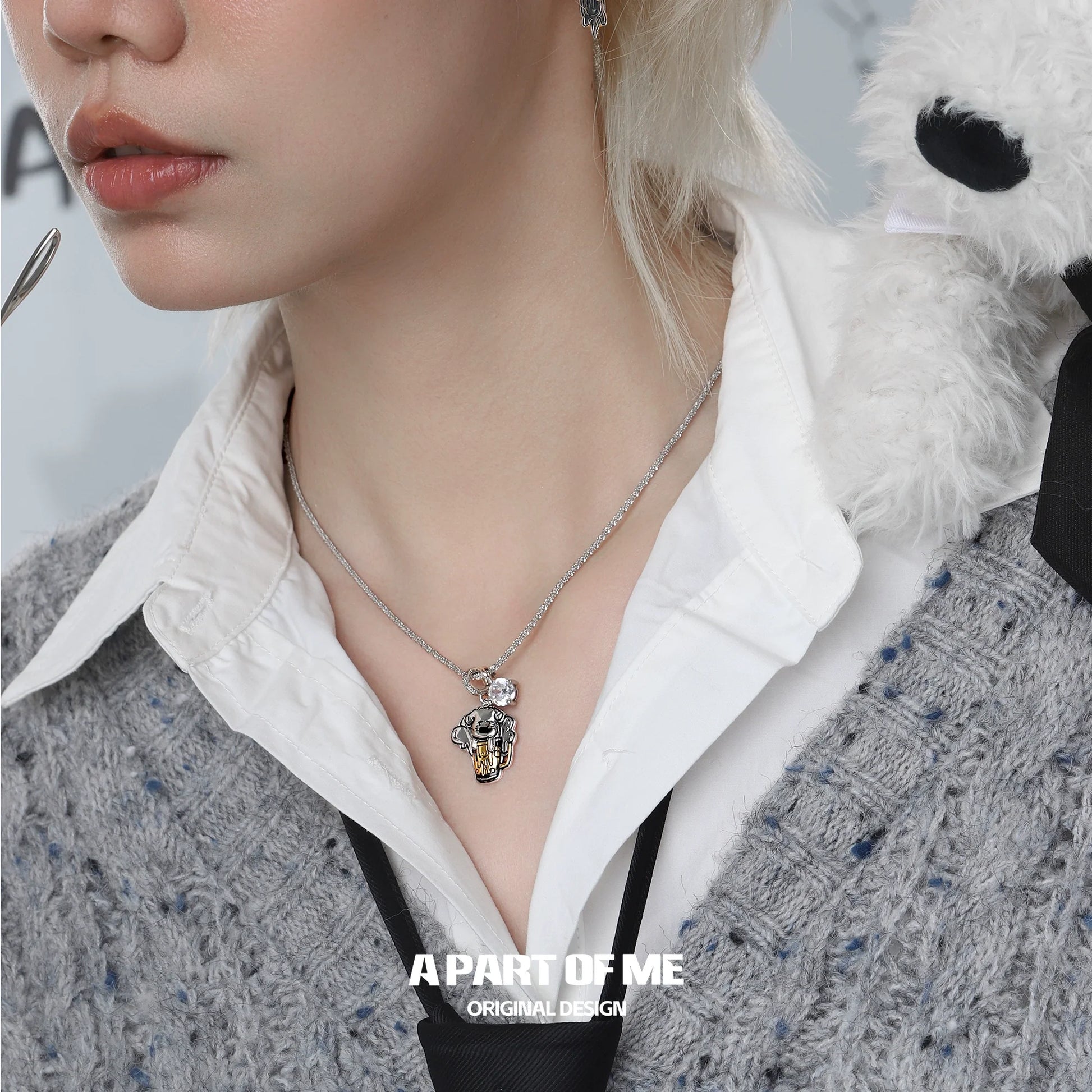 Stylish working puppy necklace featuring a cute puppy charm and intricate design by A PART OF ME