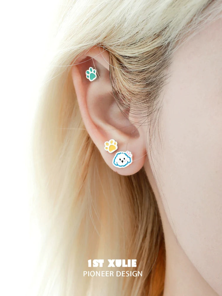 1ST XULIE Angel Cat Paw Print Earrings featuring colorful cat paw designs for animal lovers
