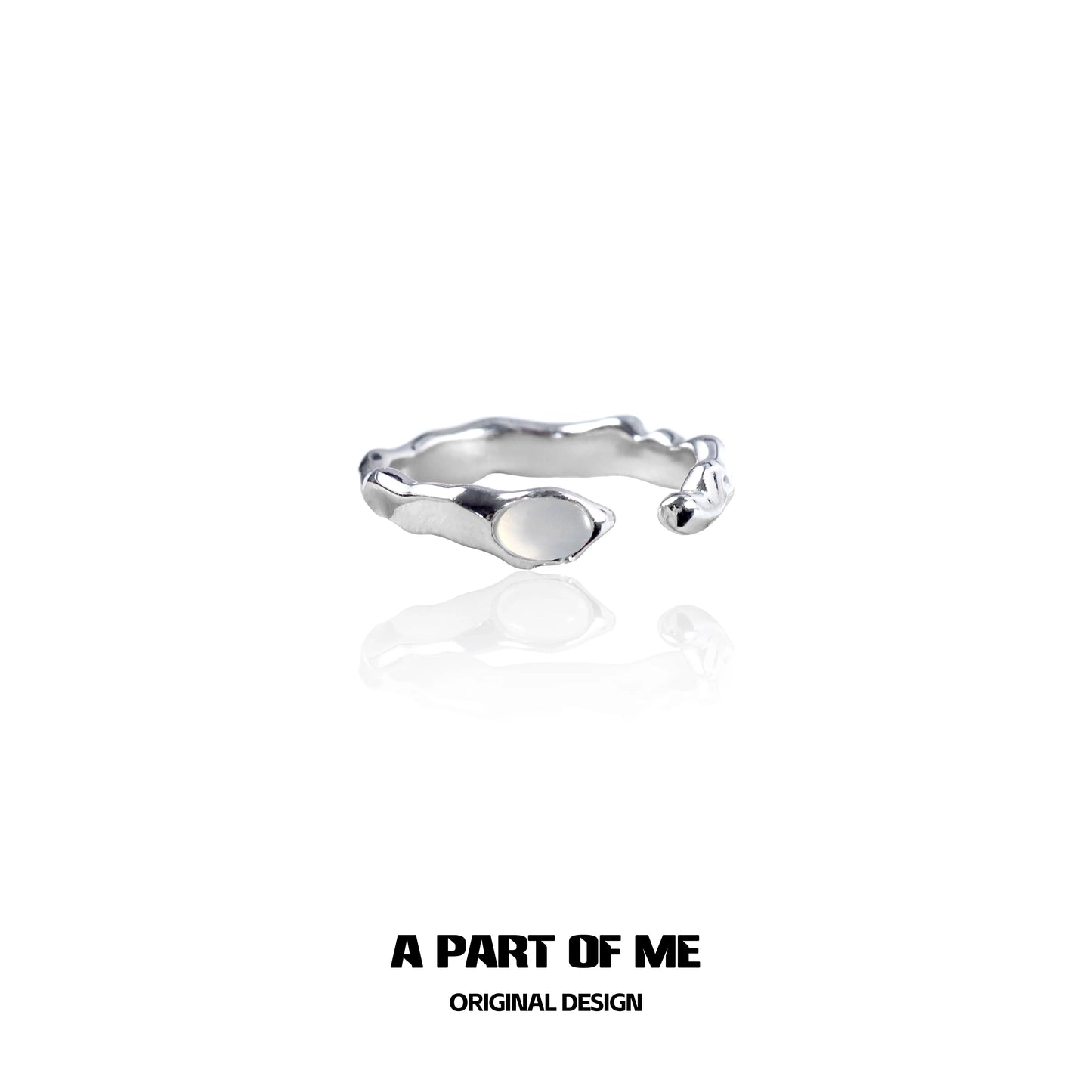 A PART OF ME Agate Silver Ring with Unique Twisted Design for Elegant Style
