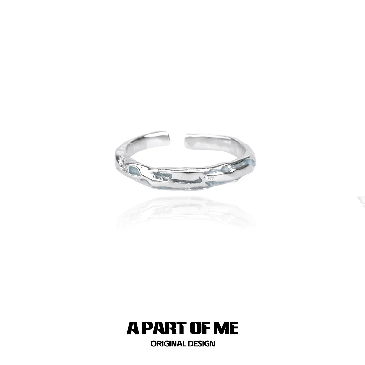 A PART OF ME blue slim statement ring with a unique textured design for stylish everyday wear