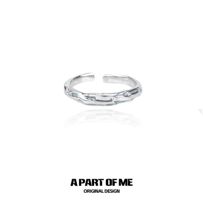 A PART OF ME blue slim statement ring with a unique textured design for stylish everyday wear