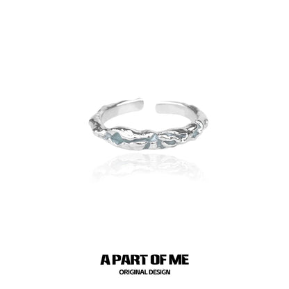 Silver A PART OF ME design blue slim statement ring with textured finish for elegant style