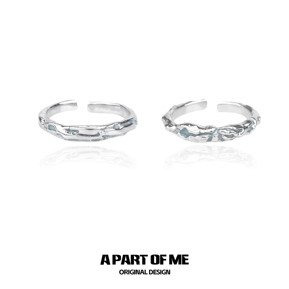 A PART OF ME blue slim statement ring featuring a textured design in silver tone