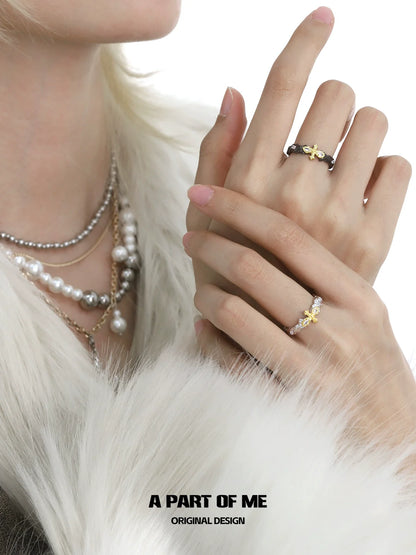 Stylish cross couple rings featuring a delicate design perfect for romantic gifts