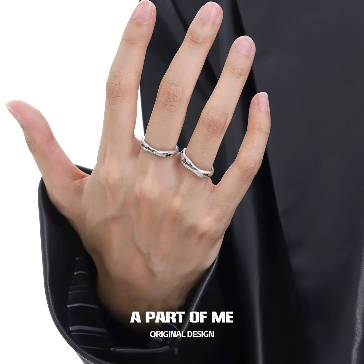 Geometric couple rings worn on fingers for a stylish and modern look by A PART OF ME