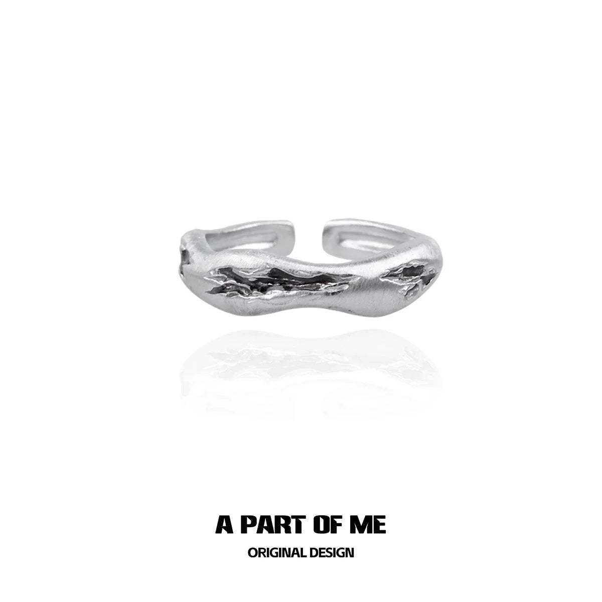 Unique silver geometric couple rings with a modern design from A PART OF ME