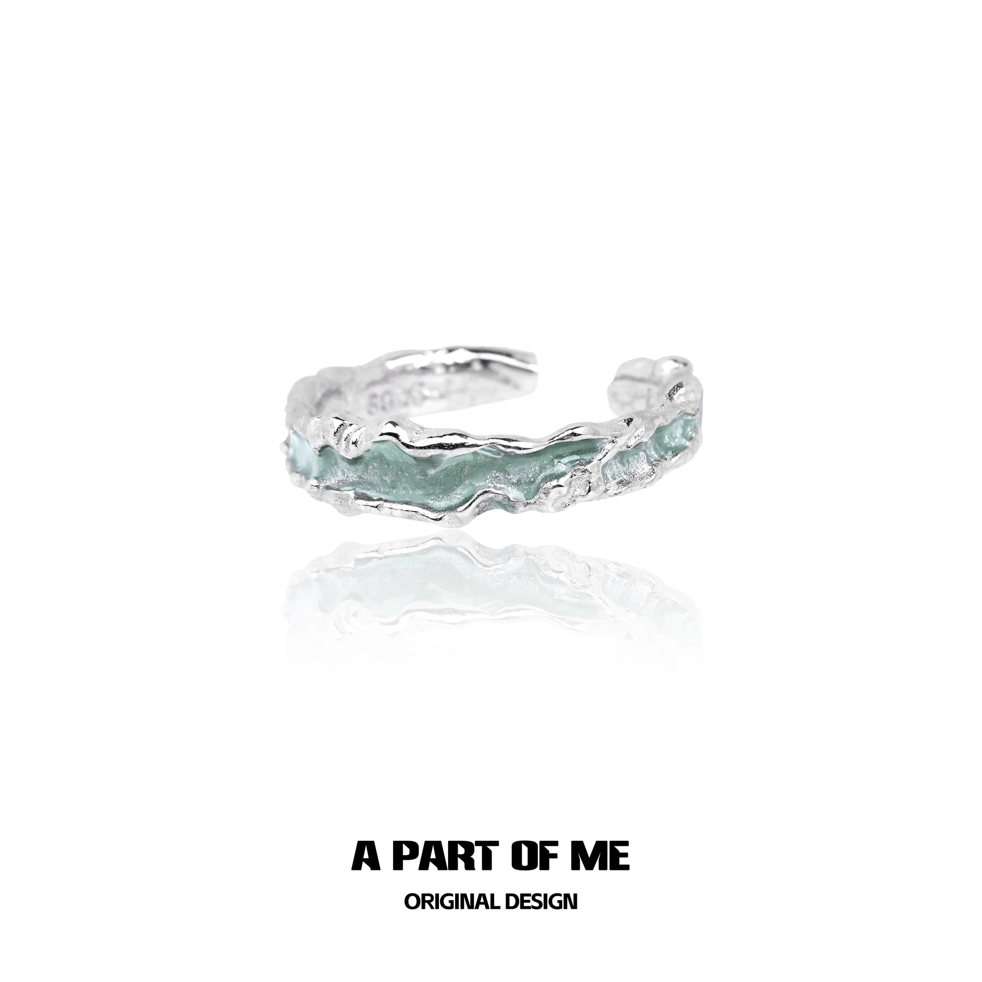 A Part of Me mint silver ring featuring a unique organic design with a glossy finish