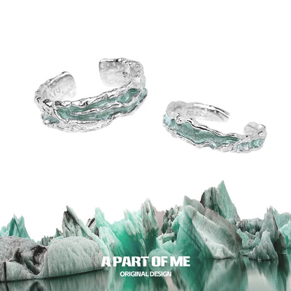 A PART OF ME mint silver ring with textured design and unique shape, perfect for stylish accessories.
