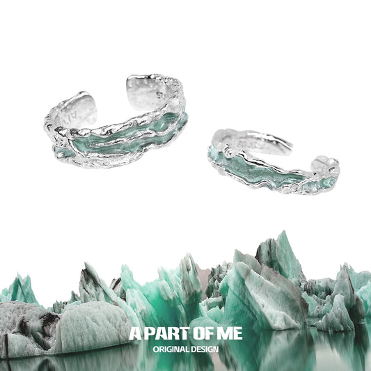 A PART OF ME mint silver ring with textured design and unique shape, perfect for stylish accessories.