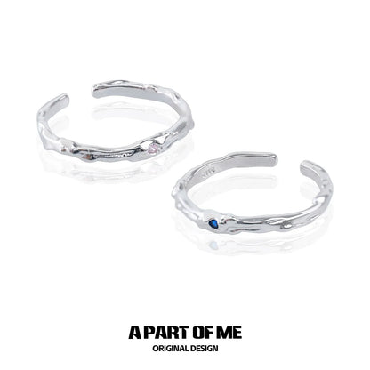 A PART OF ME ultra-fine zircon pair rings featuring unique textured design in silver tone