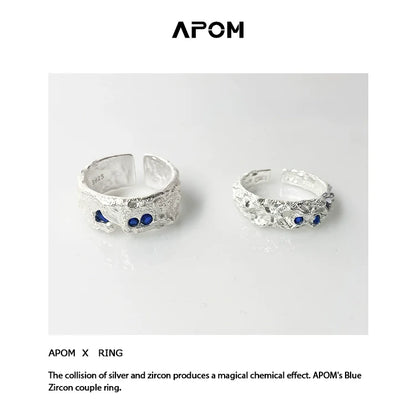 A PART OF ME Blue Gemstone Silver Ring featuring intricate design and blue zircon accents