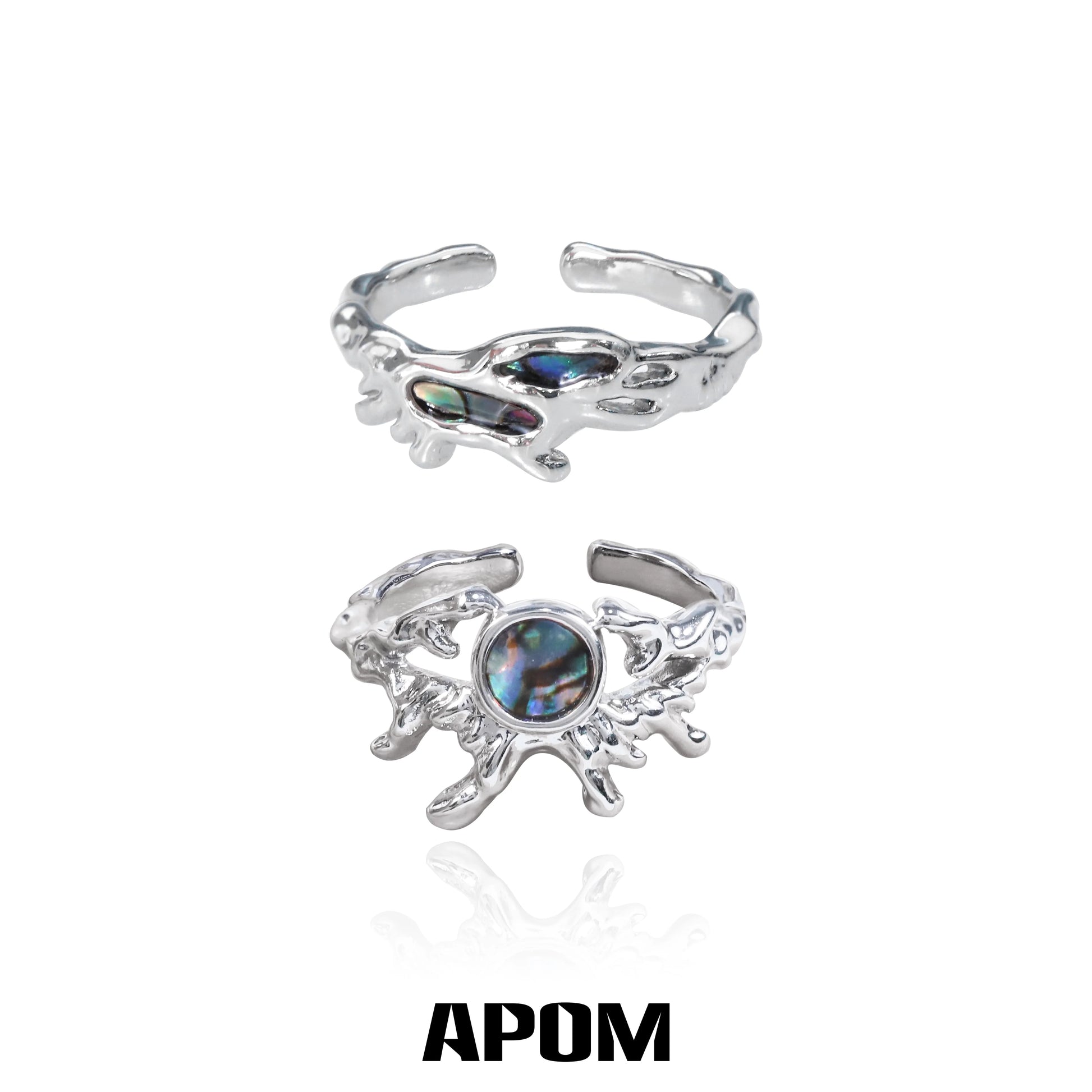 A PART OF ME Silver Deep Sea Jellyfish Ring featuring a colorful iridescent gemstone