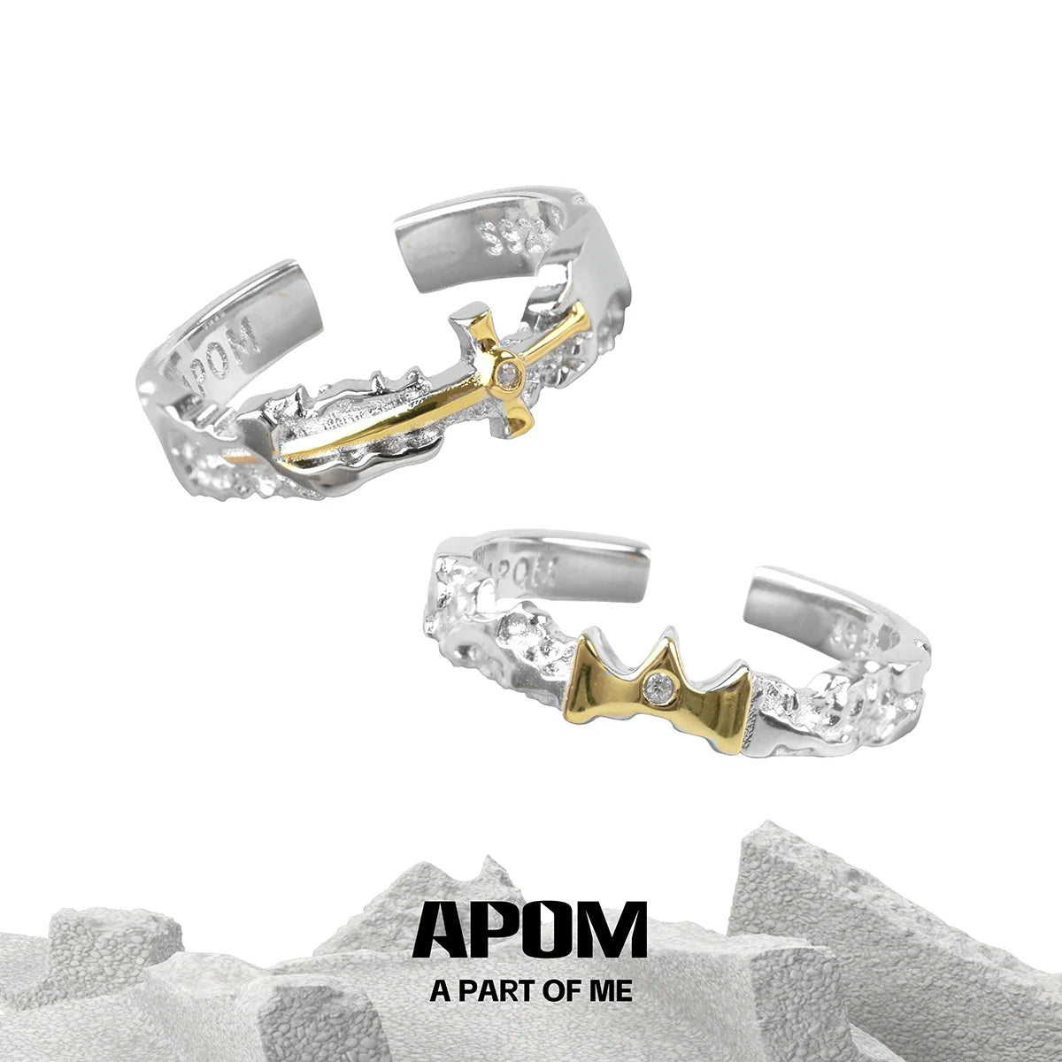 Eternal Knight Princess ring set featuring silver and gold finishes with unique design elements