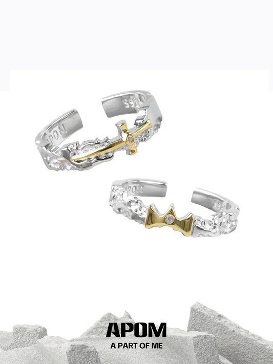 A PART OF ME Eternal Knight Princess ring featuring a silver design with a gold accent and a sparkling gemstone