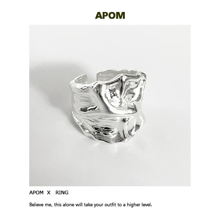 Lace pleated silver ring with a unique textured design for stylish accessory lovers