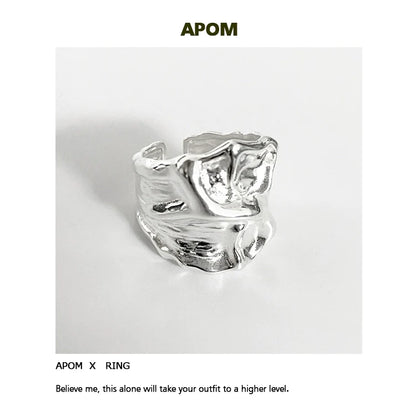 Lace pleated silver ring with a unique textured design for stylish accessory lovers