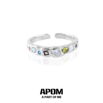 Rainbow gemstone ring by A PART OF ME featuring a variety of colorful sparkling stones