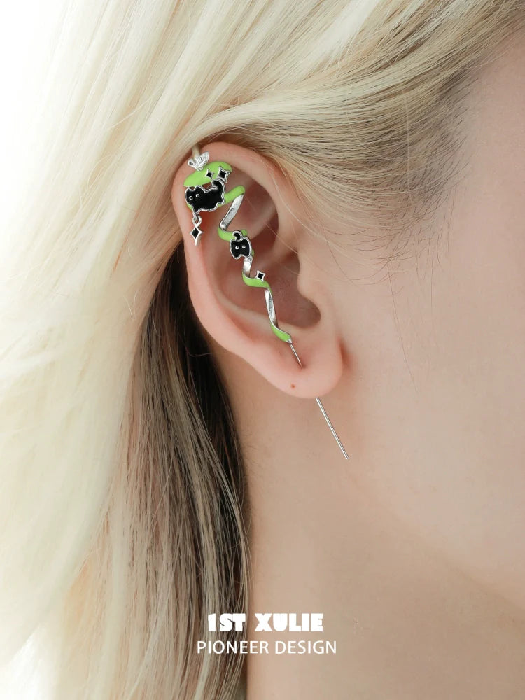 Colorful apple cat dog ear piercing jewelry featuring a unique design for stylish ear accessories