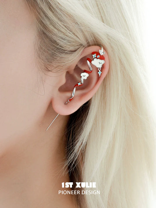 Cute apple cat dog ear piercing jewelry in a vibrant design for unique fashion statements