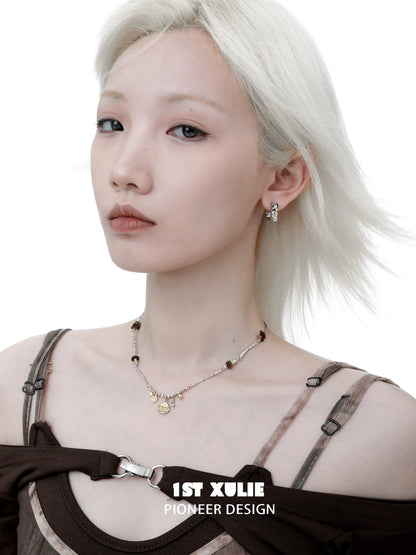 Elegant autumn butterfly pendant necklace with intricate design by 1STXULIE, perfect for seasonal fashion.