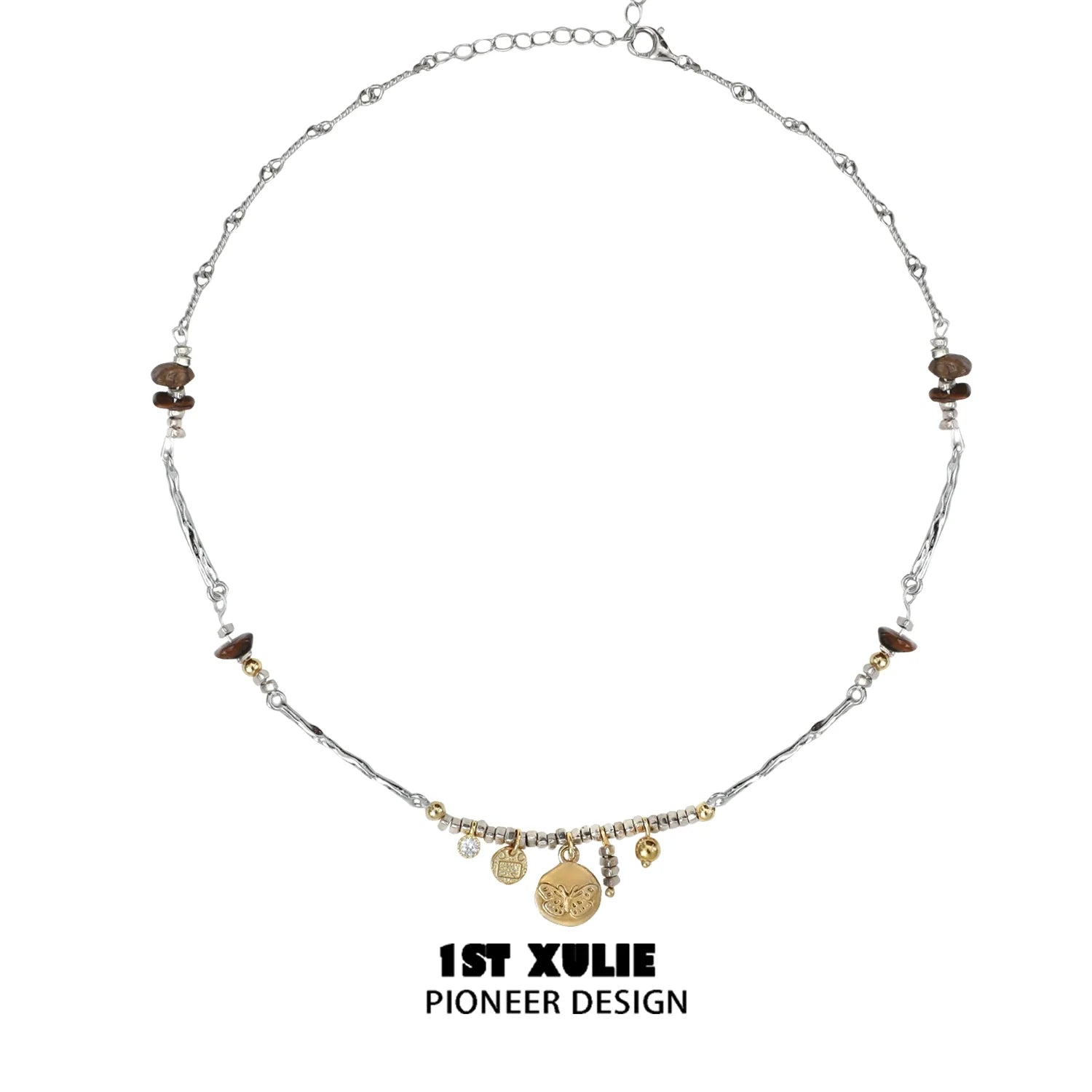 1STXULIE autumn butterfly pendant necklace with a delicate chain and charming gold accents