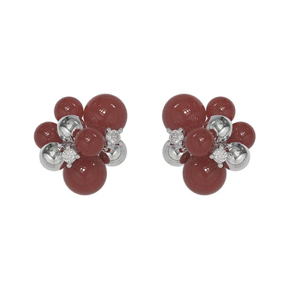 Elegant black agate earrings featuring a unique cluster design with sparkling accents
