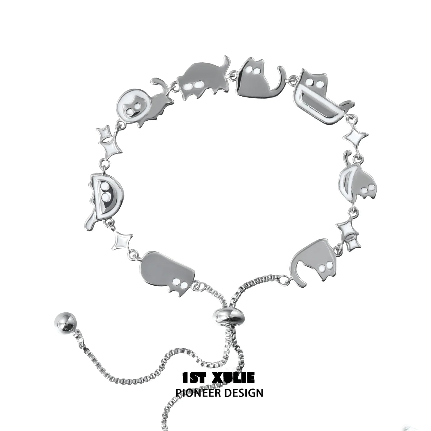 Cute black cat bracelet with playful animal charms for stylish cat lovers