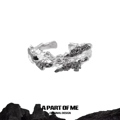 A PART OF ME Silver Textured Ring Designed with a Black Contrast Ring Detail for a Unique Look