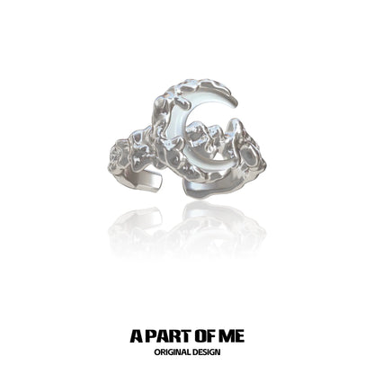 Bone orchid moon ring from A PART OF ME featuring a unique organic design in silver