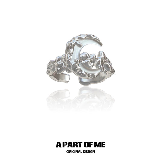 Bone orchid moon ring from A PART OF ME featuring a unique organic design in silver