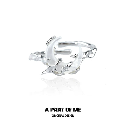 Bone orchid moon ring by A PART OF ME featuring a unique and elegant design in silver