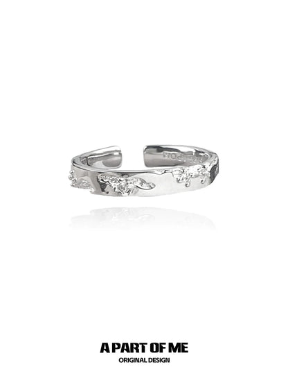 A PART OF ME broken silver ring with a unique textured design for stylish, modern accessorizing